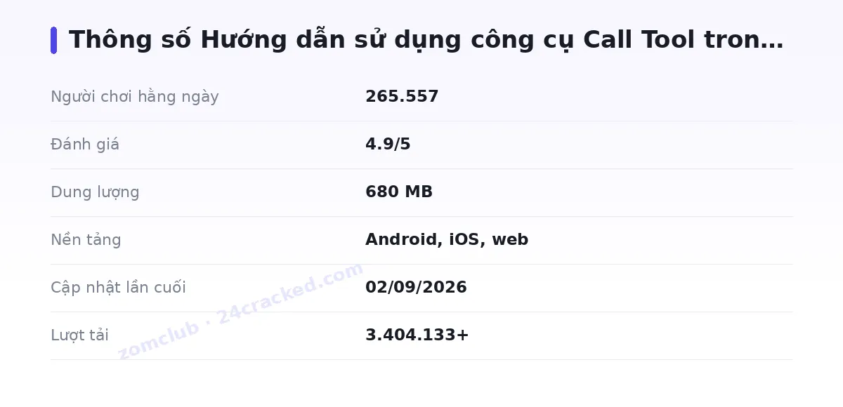 Bảng thông số zomclub